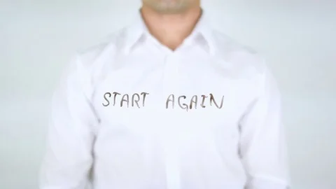 Start Again, Man Writing on Glass Stock Footage