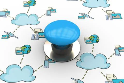 Start against cloud computing doodle Ilustração Stock