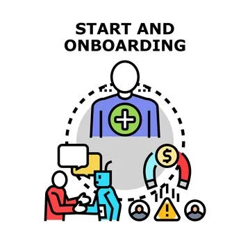 Start and onboarding process for new employee Stock Illustration
