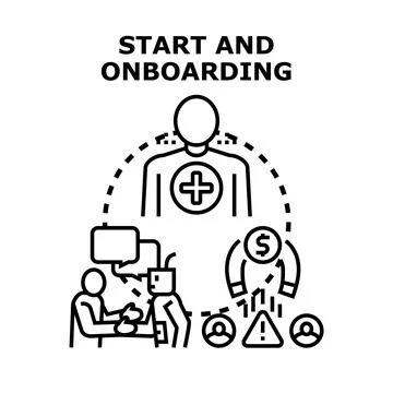 Start and onboarding process for new employee Stock Illustration