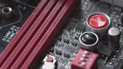 Start and reset button inside a pc Stock Footage 153671893