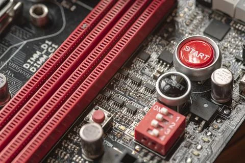 Start and reset button inside a pc 2 Stock Photos