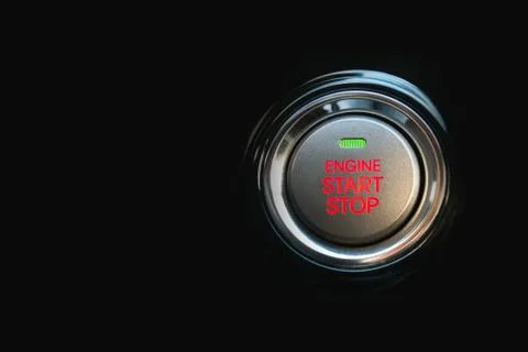 Start and stop button on black background Stock Photos