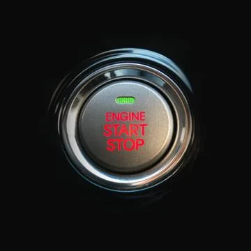 Start and stop button on black background Stock Photos