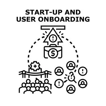 Start up and user onboarding process challenge concept Stock Illustration