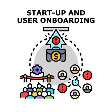 Start up and user onboarding process challenge concept Stock Illustration
