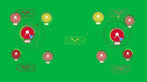 On start animation drawing link, clusters pulsing, yellow tag showing network on Stock Footage 333907675