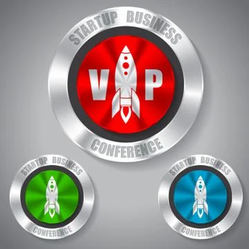 Start up badges in different colors Stock Illustration