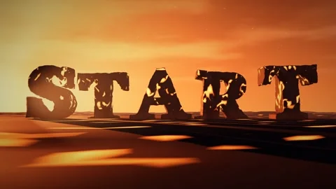 Start Basalt Letters with Molten Lava Glowing in the Cracks on a Volcanic Plain Vídeos de archivo 342221974