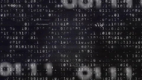 At start binary digits drifting across dark backdrop clustering pulsing shifting Stock Footage 314792000