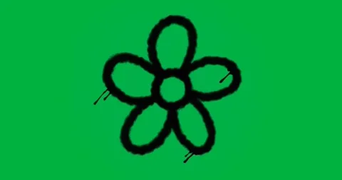 At start, black flower rotating over blue halo while drip moving between petals Stock Footage 317283888