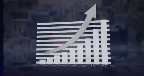 Start block appearing triggers 3D bars sliding and scaling, curved arrow Video stock 326993811