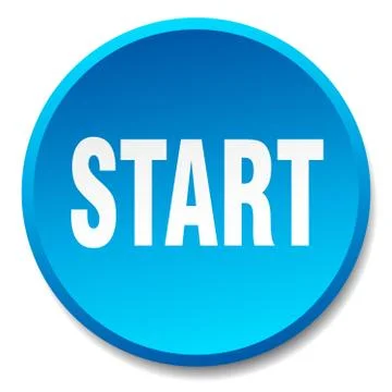 Start blue round flat isolated push button Stock Illustration
