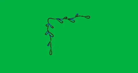 On start blue vine drawing L-shape adding leaves reversing on transparent layer Stock Footage 317284478