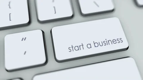 Start a business button on computer keyboard. Key is pressed Stock Footage 35645366