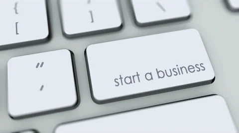 Start a business button on computer keyboard. Key is pressed, click for HD Stock Footage 35646837