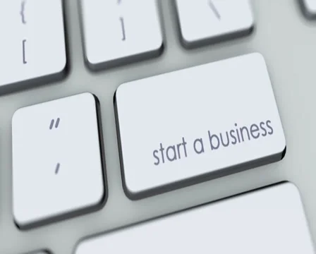 Start a business button on computer keyboard. Key is pressed, click for HD Stock Footage 35647517