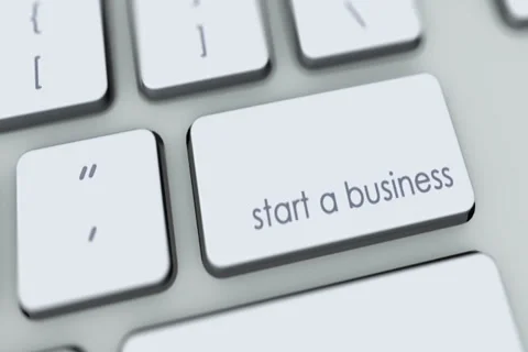 Start a business button on computer keyboard. Key is pressed, click for HD Stock Footage 35648241
