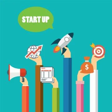 Start up business concept flat design Stock Illustration