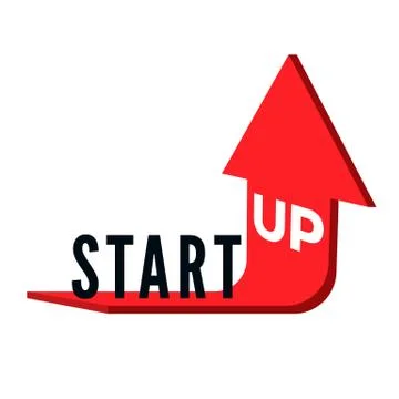 Start Up Business Concept. Text Start Up on red arrow which is bent and direc Stock Illustration
