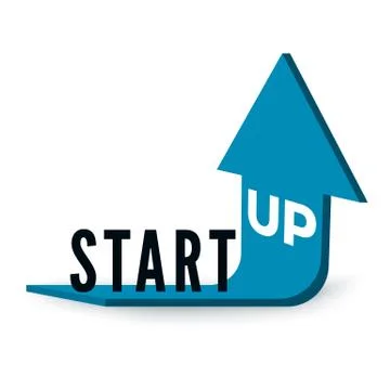Start Up Business Concept. Text Start Up on blue arrow which is bent and dire Stock Illustration