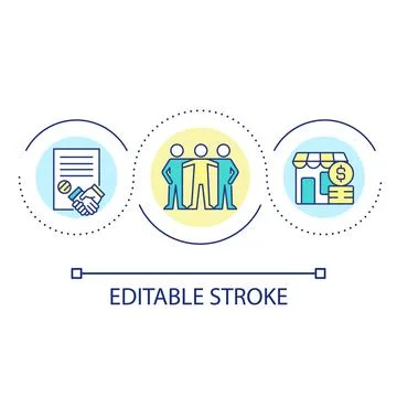 Start business with partners loop concept icon Stock Illustration
