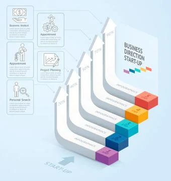 Start up business staircase direction. Vector illustration. Stock Illustration