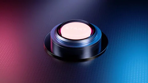 Start button animation. 3D rendering, realistic. Technology, digital, hi-tech Stock Footage 274066667
