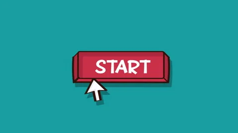 Start button animation in retro style. green background. Stock Footage 297361900