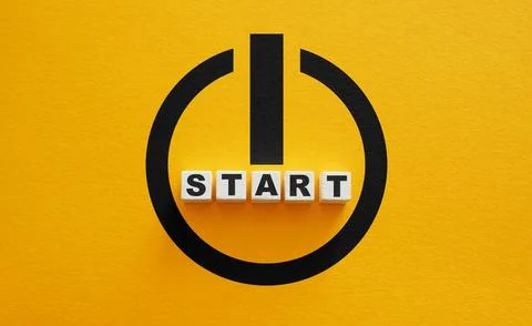 Start button as the beginning of something new. Symbolizes fresh opportunitie Stock Photos