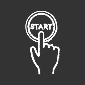 Start button click chalk icon Stock Illustration