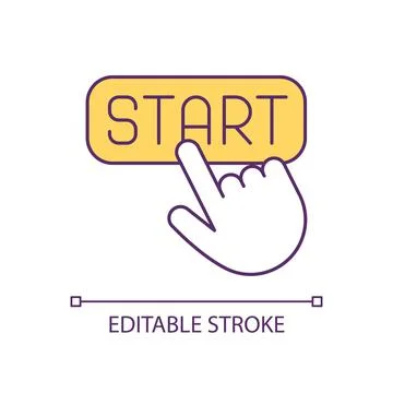 Start button click RGB color icon Illustrazione stock