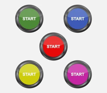 Start button icon illustrated in vector on white background start button i... Stock Photos