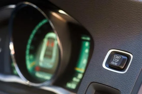 Start button in town car Stock Photos