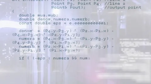 At start, C++ code overlay scrolling over server racks, revealing HTTP request Stock Footage 319682266
