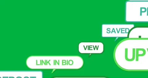 On start, callout bubbles popping and rising on stems, showing post labels on Stock Footage 327352863