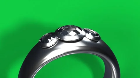 Start camera pulling back, orbiting, ring showing three stones and band, Stock Footage 339198093