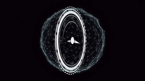 On start camera rotating disc to frontal view, hybrid clock pulsing, hands Stock Footage 334743895