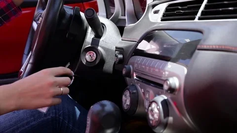 Start Car Key Ignition Stock Footage 78624301