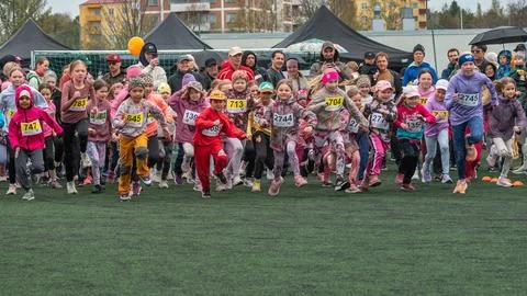 The start of the childrens race. Stock Photos
