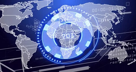 On start circular HUD counting down 341 to 13 while pulsing ring segments Stockbeeldmateriaal 319681756