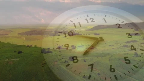 On start clock hands sweeping clockwise over faint dial, indicating time passing Stock Footage 328225131