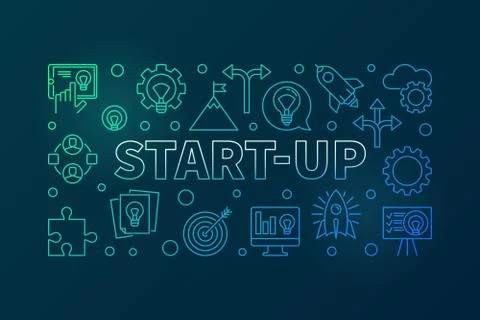 Start-Up colored illustration - vector Startup line banner Stock Illustration