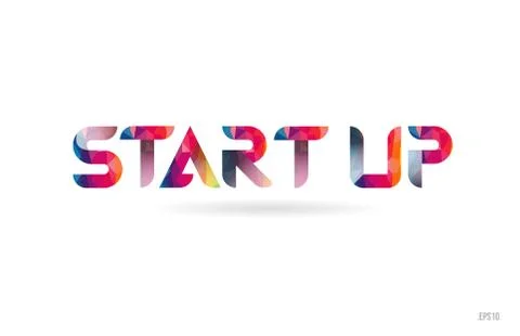 Start up colored rainbow word text suitable for logo design Stock Illustration