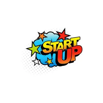 Start up comic burst cloud halftone chat bubble Stock Illustration