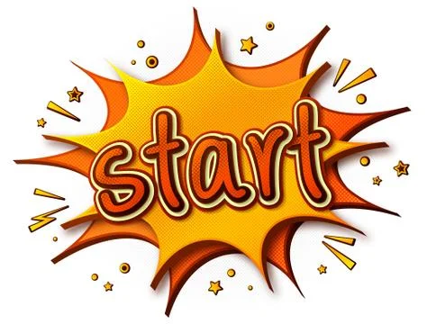 Start comic poster. Cartoonish speech bubble Stock Illustration