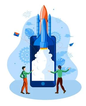 Start up concept. app, application launch vector illustration Stock Illustration