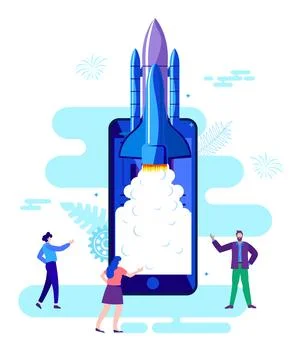Start up concept, application launch Stock Illustration