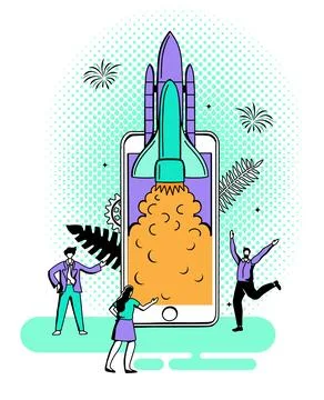 Start up concept. application launch Illustrazione stock