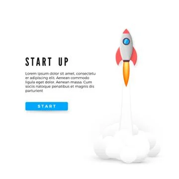 Start Up Concept Banner. Creative Business Idea Development. Launch Rocket. V Stock Illustration